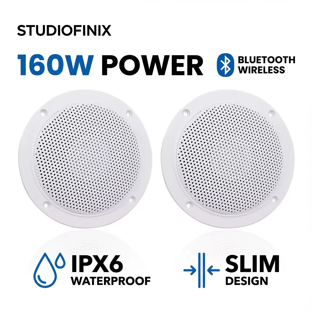 STUDIOFINIX 4인치 천장 스피커 방수 160W 벽 내장형 홈 서라운드 ..