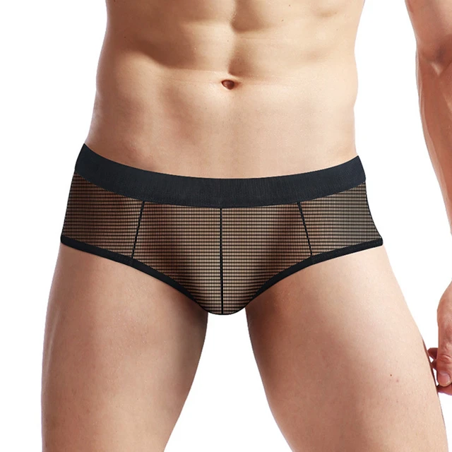 Sexy Mens Sheer Mesh Boxer Briefs See-Through Underwear Man Bulge