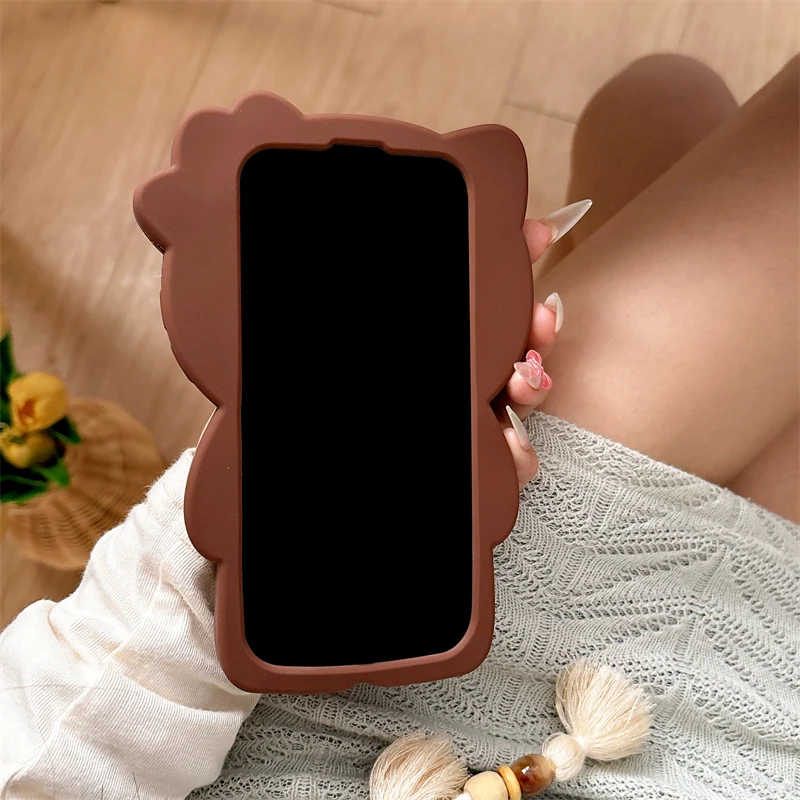 Sanrio 3D Cartoon Hello Kitty Bow Phone Case For iPhone 17 16 15 14 13 12 Pro Max 11 Anti Fall So Cute Y2K Soft Silicone Cover