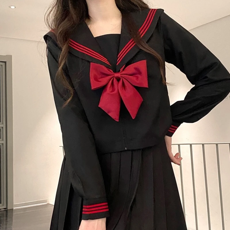 Japanese School Uniform Girl Jk Suit Red Tie Three Basic Sailor Uniform