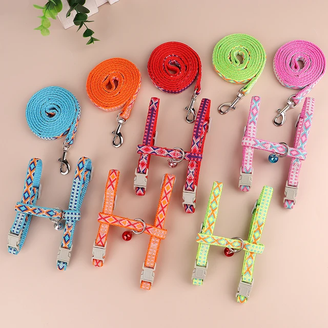Nylon Cat Harness Vest Leash Lead For Kitten Puppy Adjustable Small Medium Cats Dog Harness With Bell Accessories Leash Set 2