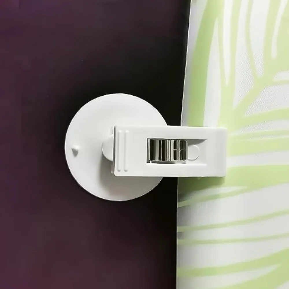 Shower Curtain Clips with Suction Cup to Prevent Water Splashing Out, Windproof Splash Guard Just Press Clip onto Wall White