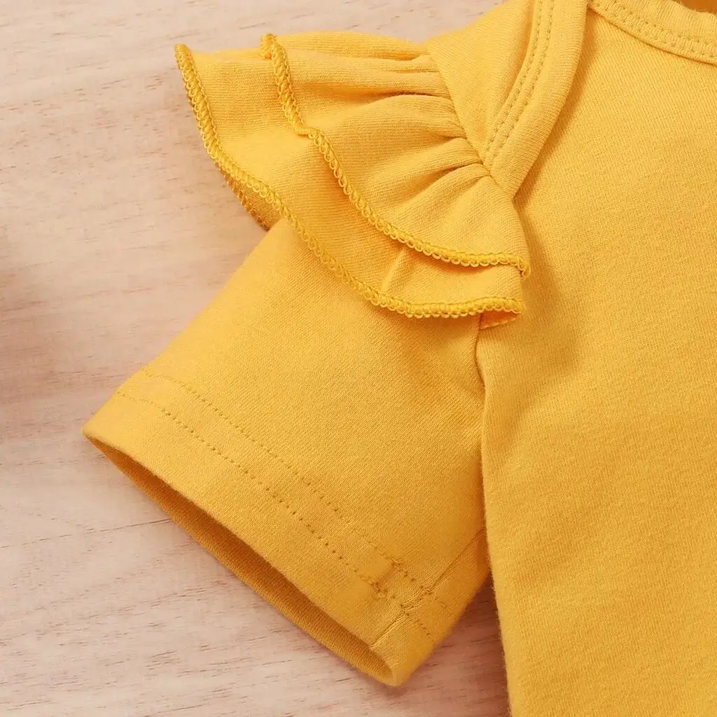 Neugeborenes Baby Mädchen Kleidung Set Kurzarm Body + Blumenhose mit Schleife + Stirnband 3PCS Outfits Kleinkind Baby Mädchen Kleidung – Detail 4