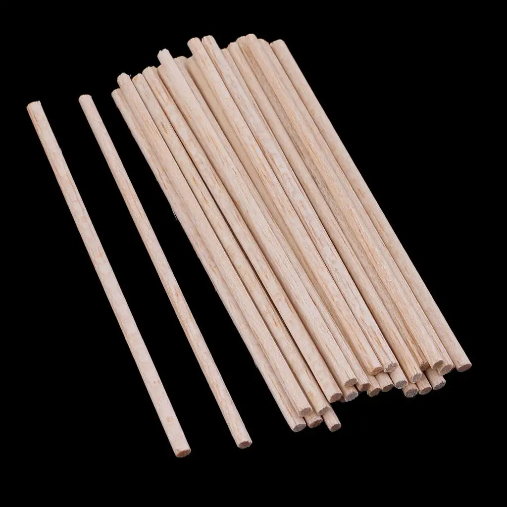 3 Sizes Balsa Wood Dowel Rods for Woodworking Modeling Craft - 75mm 30 Pieces