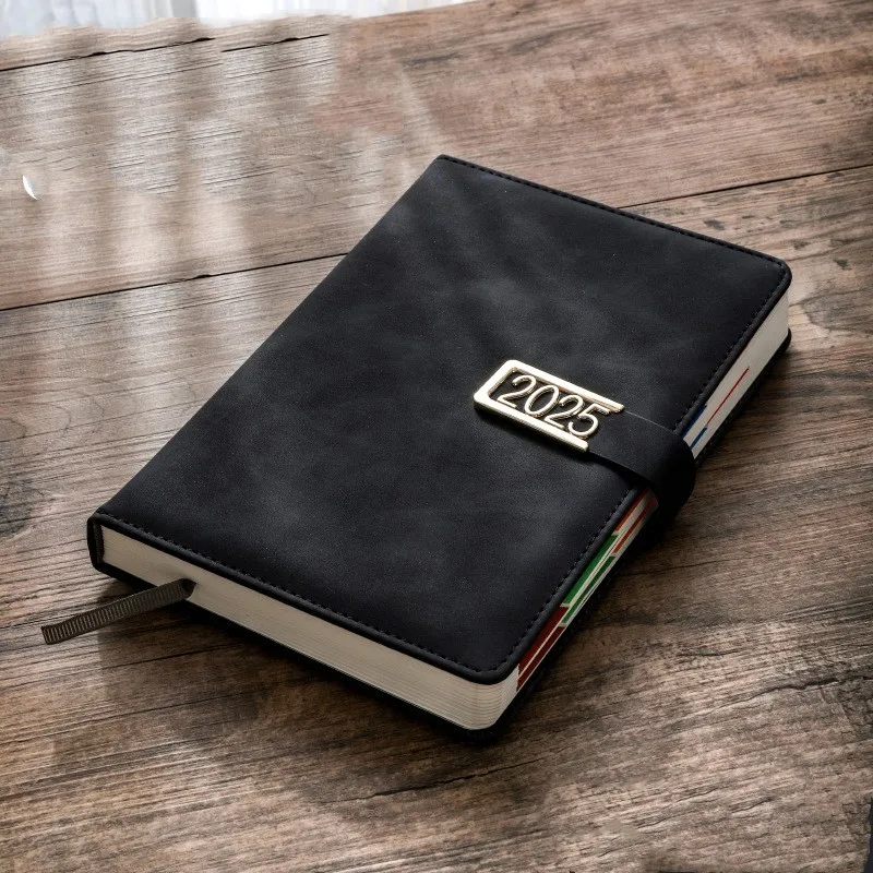 A5 Leather Cover Buckle Annual Calendar Thickened Notebook Business Office Meeting Records Business Notepad Diary Notes