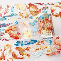 2m Laser Golden Koi PET Tape Vintage Goldfish Decorative Stickers for Scrapbooking Making Planner Journal Notebook Stationery 1