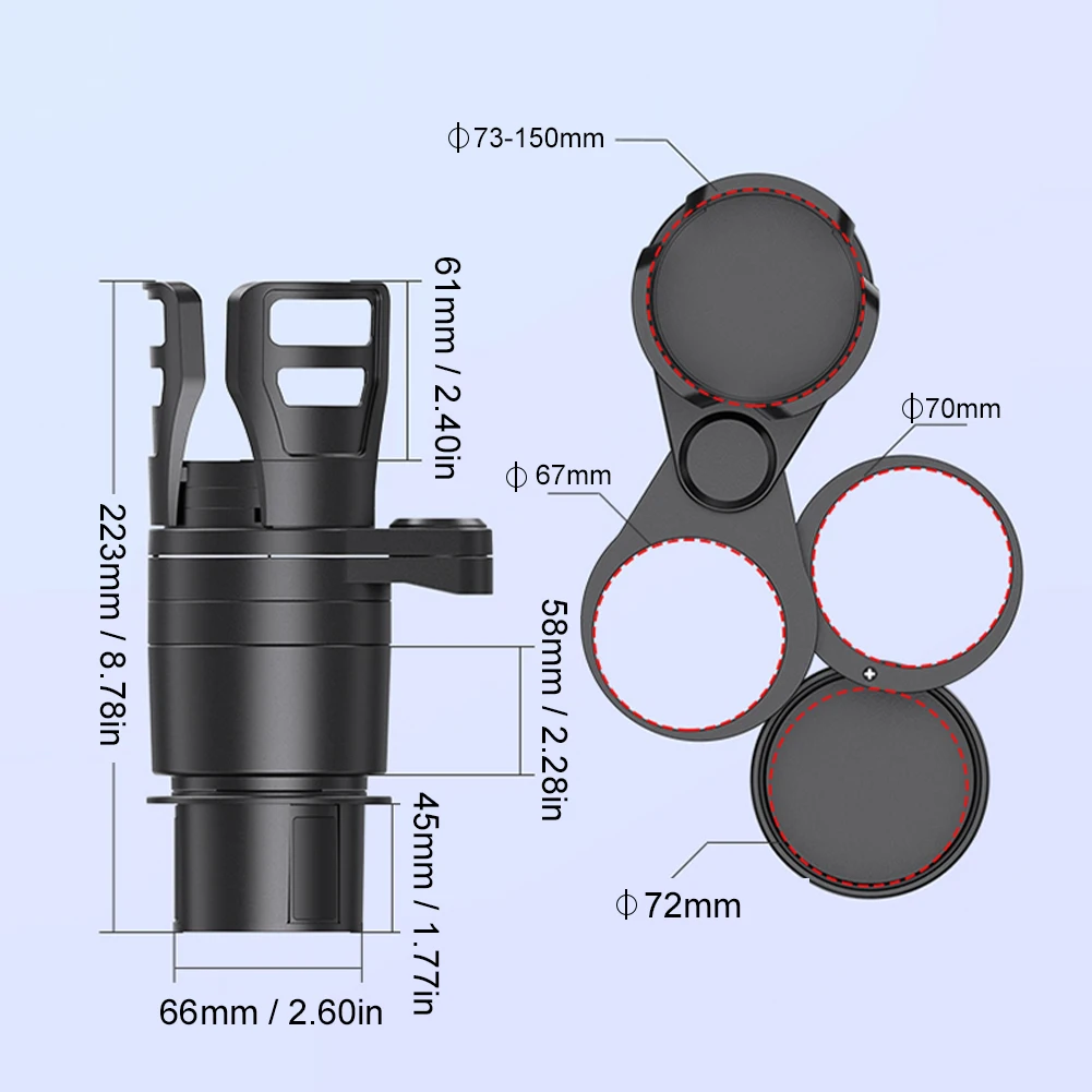 4 In 1 Multifunctional Adjustable Car Cup Holder Expander Adapter Base Tray Car Drink Cup Bottle Holder AUTO Car Stand Organizer