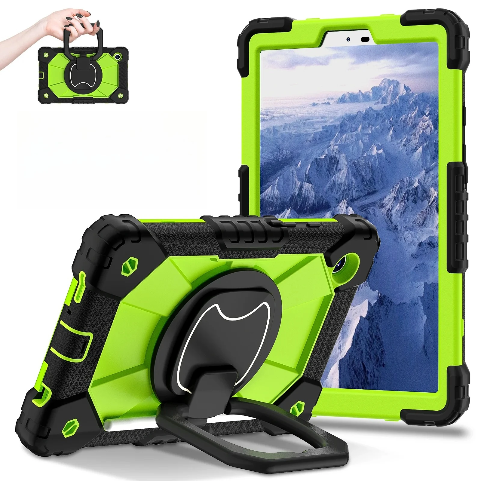 Heavy Duty Armor Case with 360° Rotating Stand and Straps - Shockproof Cover
