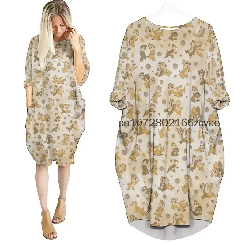 

Женское платье с карманами «летучая мышь», с 3D-принтом