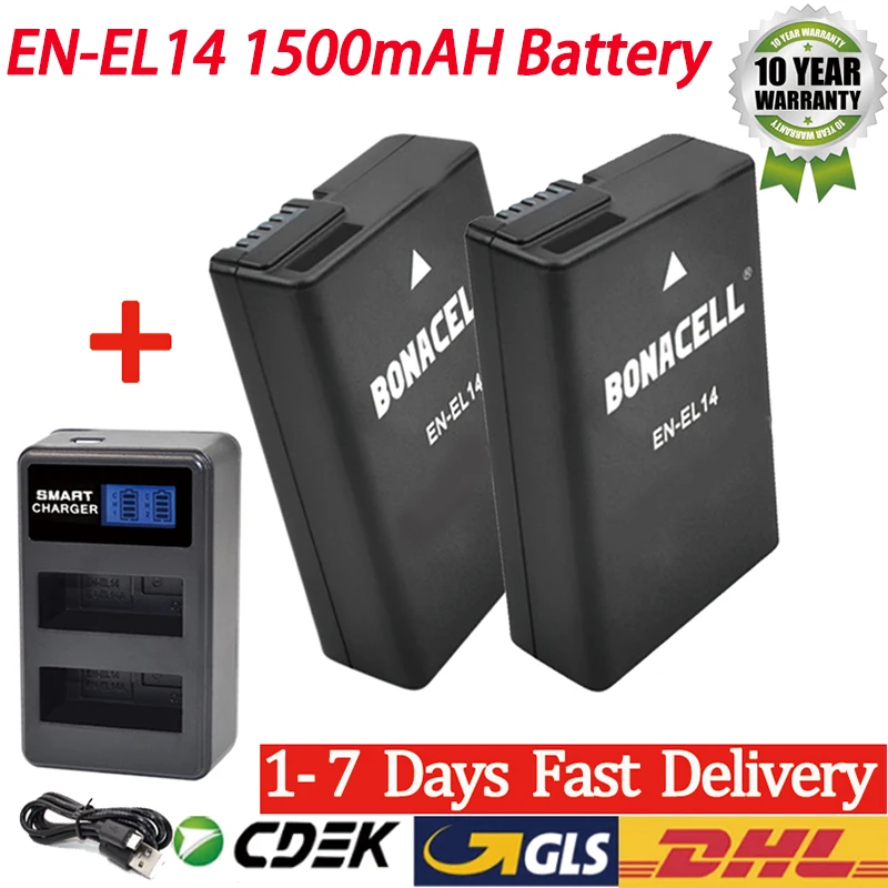 Camulti EN-EL14 - Batería De 7,4 V 2050 MAh Para Cámara Nikon D3100