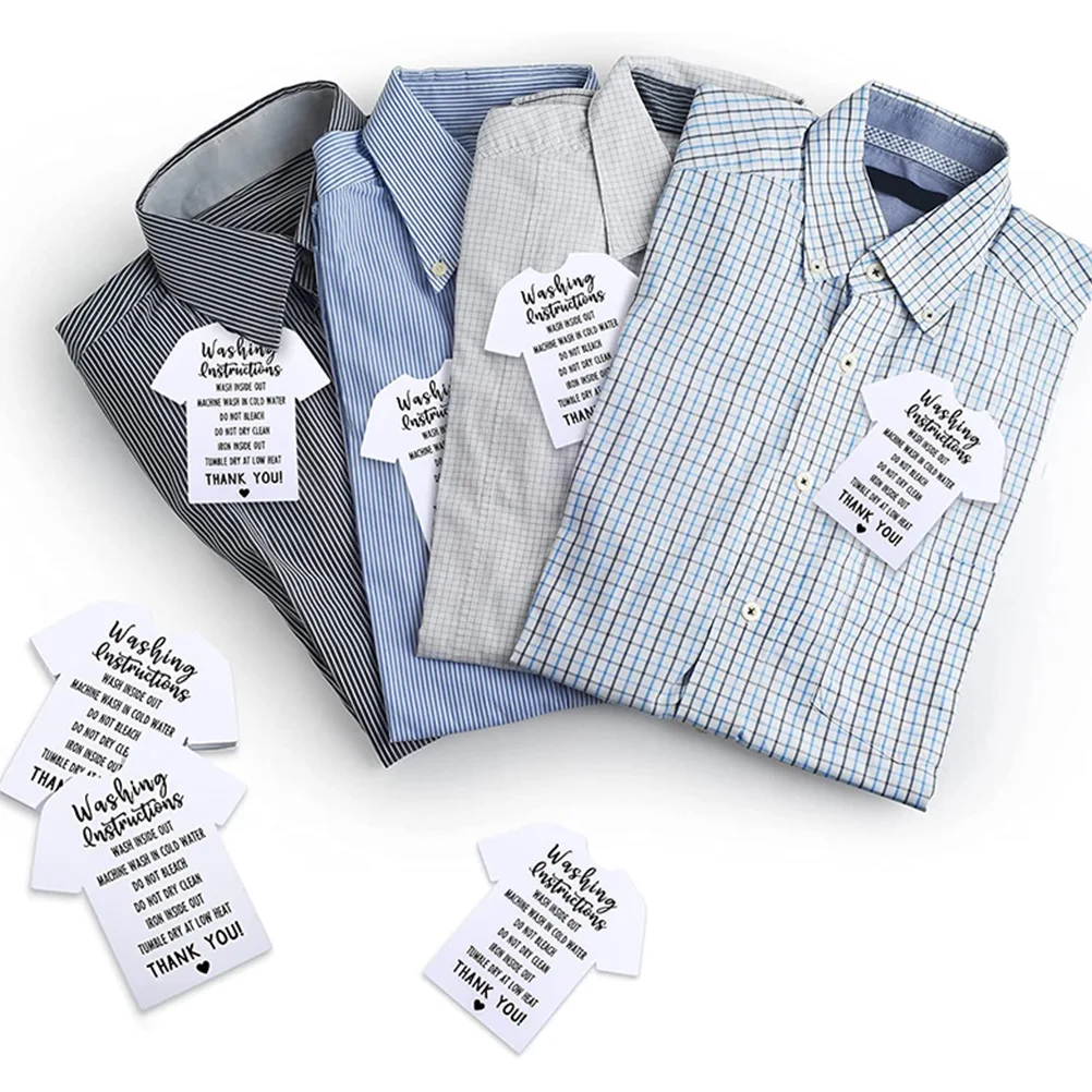 100 Pcs Shirt Care Instructions Cards Clothing Wash Guide Tags Small Business Supplies Blank Back Printing Products