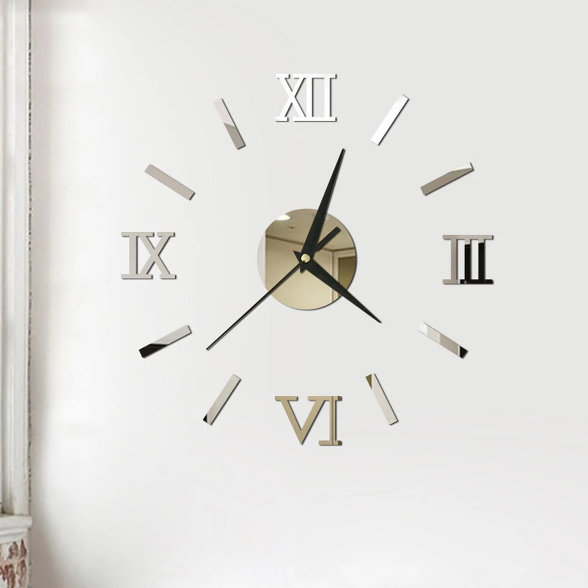 3D Roman numerals acrylic mirror wall clock stickers DIY quartz clock watch home decoration living room