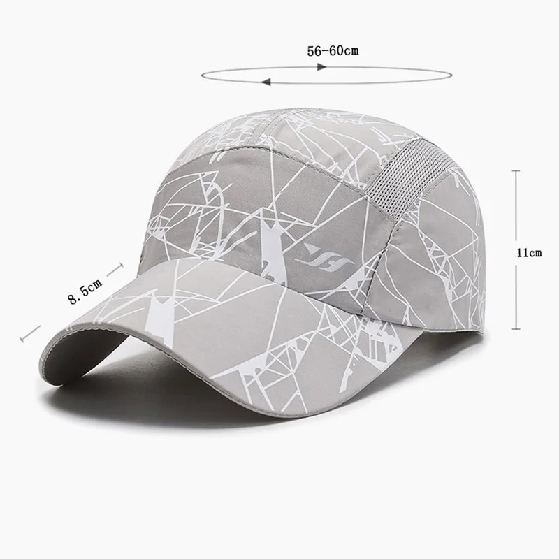 Men Women Summer Stripe Printing Thin Baseball Cap Sport Quick Drying Fishing Sunscreen Running Curved Brim Mesh Sun Hat B32