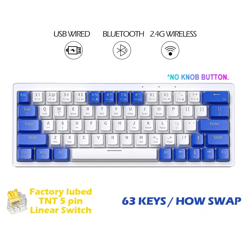 ZIFRIEND ZA68 Pro 68 Keys 3 Modes Mechanical Keyboard PBT RGB