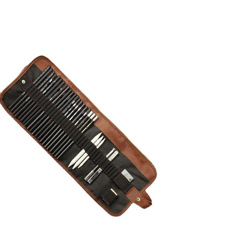 29pcs 드로잉 스케치 세트 목탄 연필 지우개 아트 공예 그림 스케치 키트 아티스트 연필 Earser 드로잉 용품