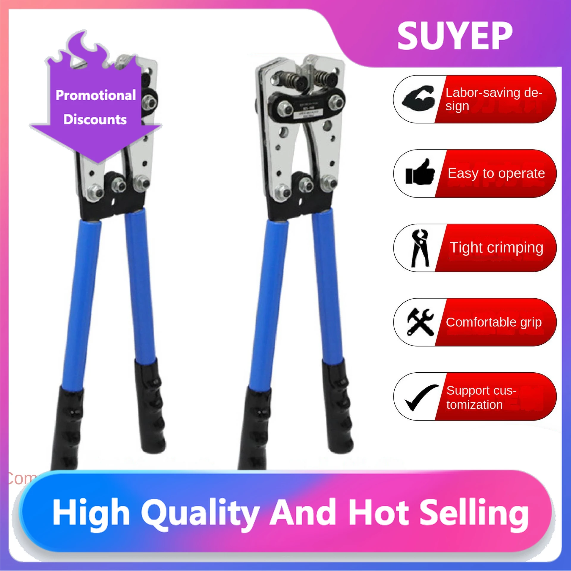 

Free Shipping HX-50B Large Nose Copper and Aluminum Bare Terminal Shear and Multifunctional Crimping Installation Pliers