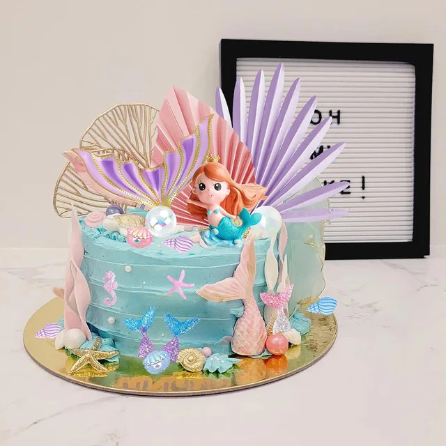 Decorazione Torta Sirena - Bambolina Con Conchiglia, Tema Oceano Per Compleanni