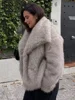 Fashion Solid Faux Fur Lapel Women Jackets Chic Commuting Warm Thick Long Sleeve Coat 2025 New Winter Lady High Street Outerwear 4