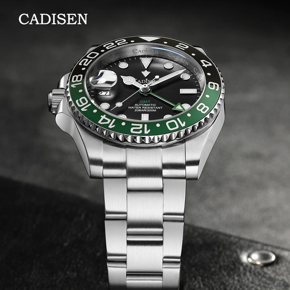 

CADISEN 2023 New NH34 Mens Watches GMT Automatic Mechanical Watch For Men AR Sapphire Mirror 200M Waterproof Sports Reloj Hombre