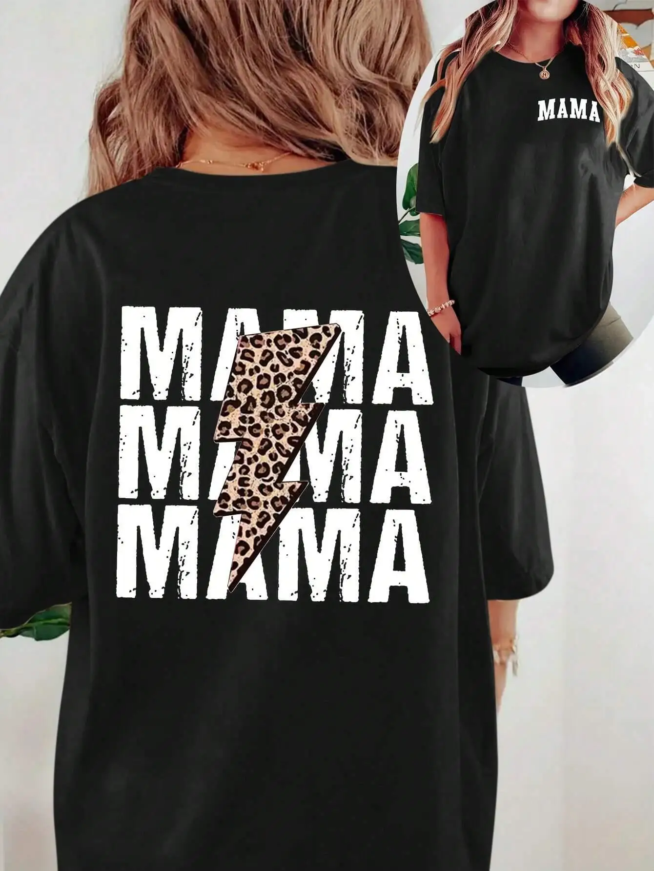Blitz Leopard Muster Muttertag Damen T-Shirts Mode Baumwolle T-shirts Straße Hip Hop Kleidung Lose Atmungsaktive T-shirt