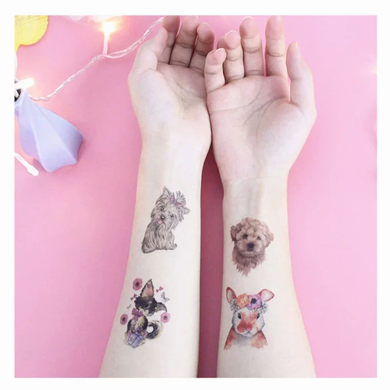 20 Pc/Set No Repeat Waterproof Cartoon Tattoos Children Party Makeup Flower Cat Dog Unicorn Butterfly Temporary Body Art Cute Pe