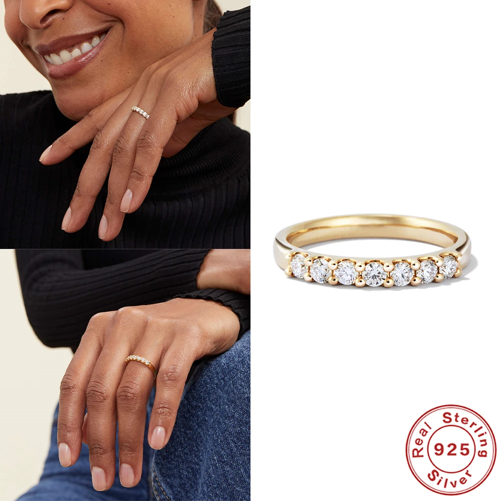 ROXI Moissanite Ring 2.5mm Gold Half Eternity Bubble Rings For Women Jewelry Wedding Diamond Engagement Band Moissanite Jewelry