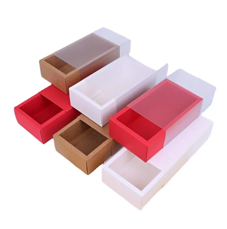 10pcs Kraft Paper Gift Boxes with Clear PVC Window, Exquisite Drawer Packaging for Wedd... - SKU KPGB1100 - UGI Packaging