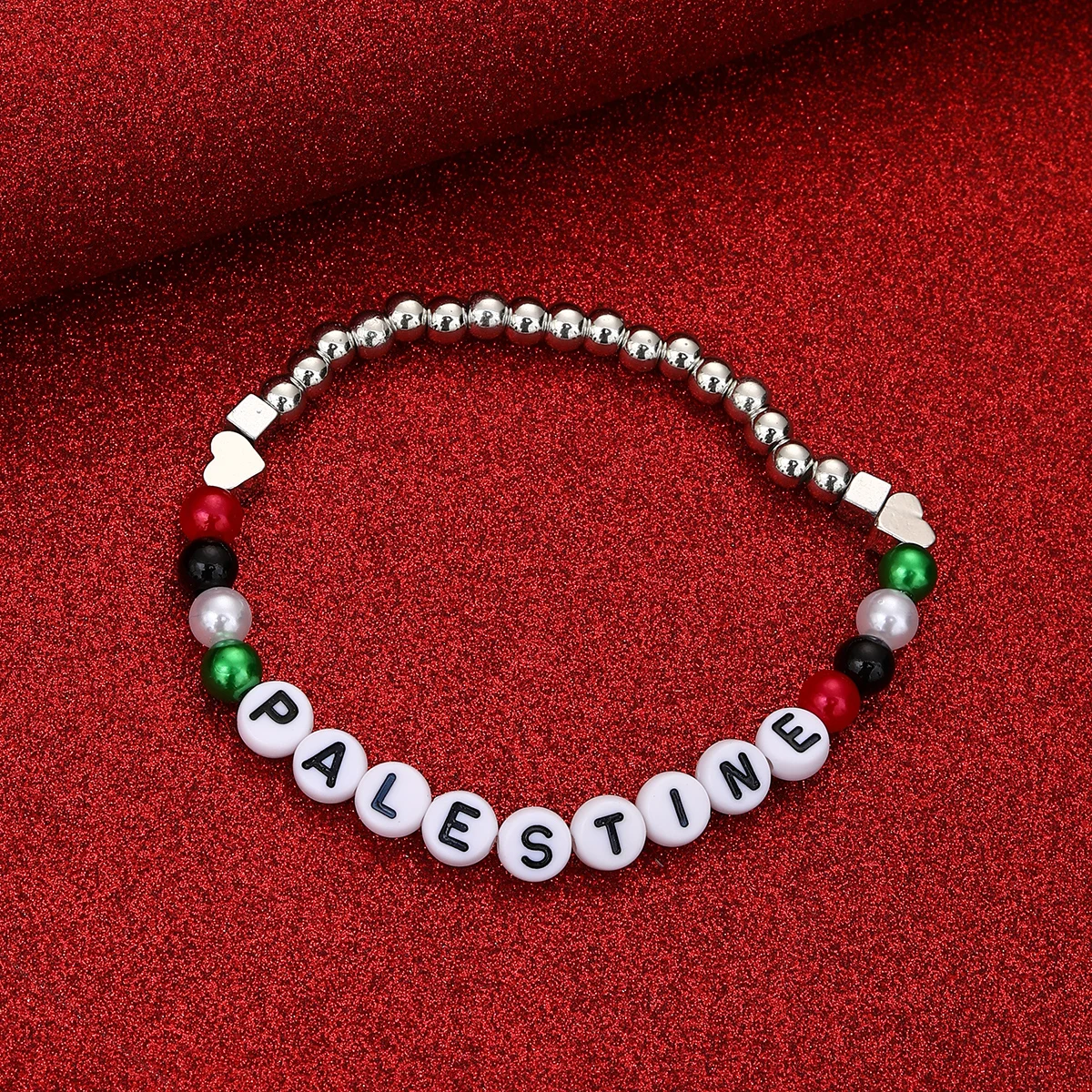 Palestine Red Black Green White National Flag Woven Thread Bracelet Natural Stone Beads Fashion Bracelets for Women Men Jewelrys 2