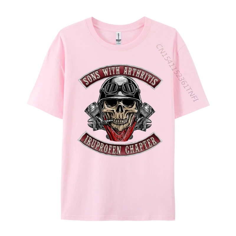 Printing Funky Short Sleeve Printed T-Shirt All Cotton Crew Neck Adult Tees Personalized Tee Shirts Autumn Top Quality Sons With Arthritis Ibuprofen Chapter Funny Biker Skull pink