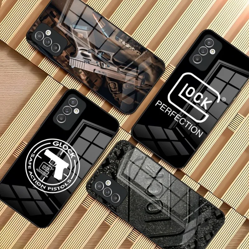 Чехол Glock Handgun для телефона Samsung S20 S30 S32 S23 S21 S9 S10E S21FE Note 20 10 M14 Pro Ultra Plus, стеклянный дизайнерский чехол
