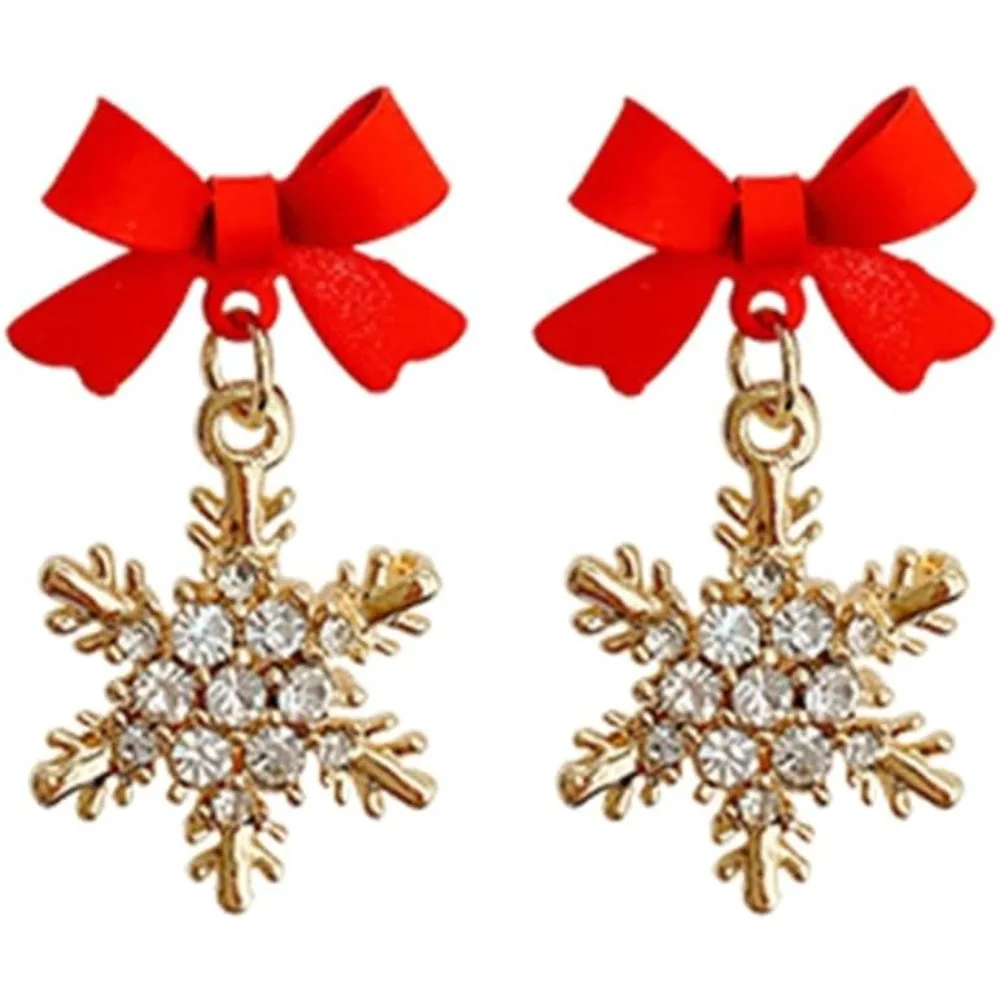 Elegant Bowknot Snowflakes Drop Earrings Adornment Trendy Ear Hooks Ear Pendant