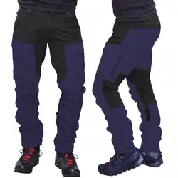 Nylon Men Cargo Pants Color Block Multi Pockets Sports Pants Work Trousers Outdoor Hiking Trekking Tactical Joggers Pants