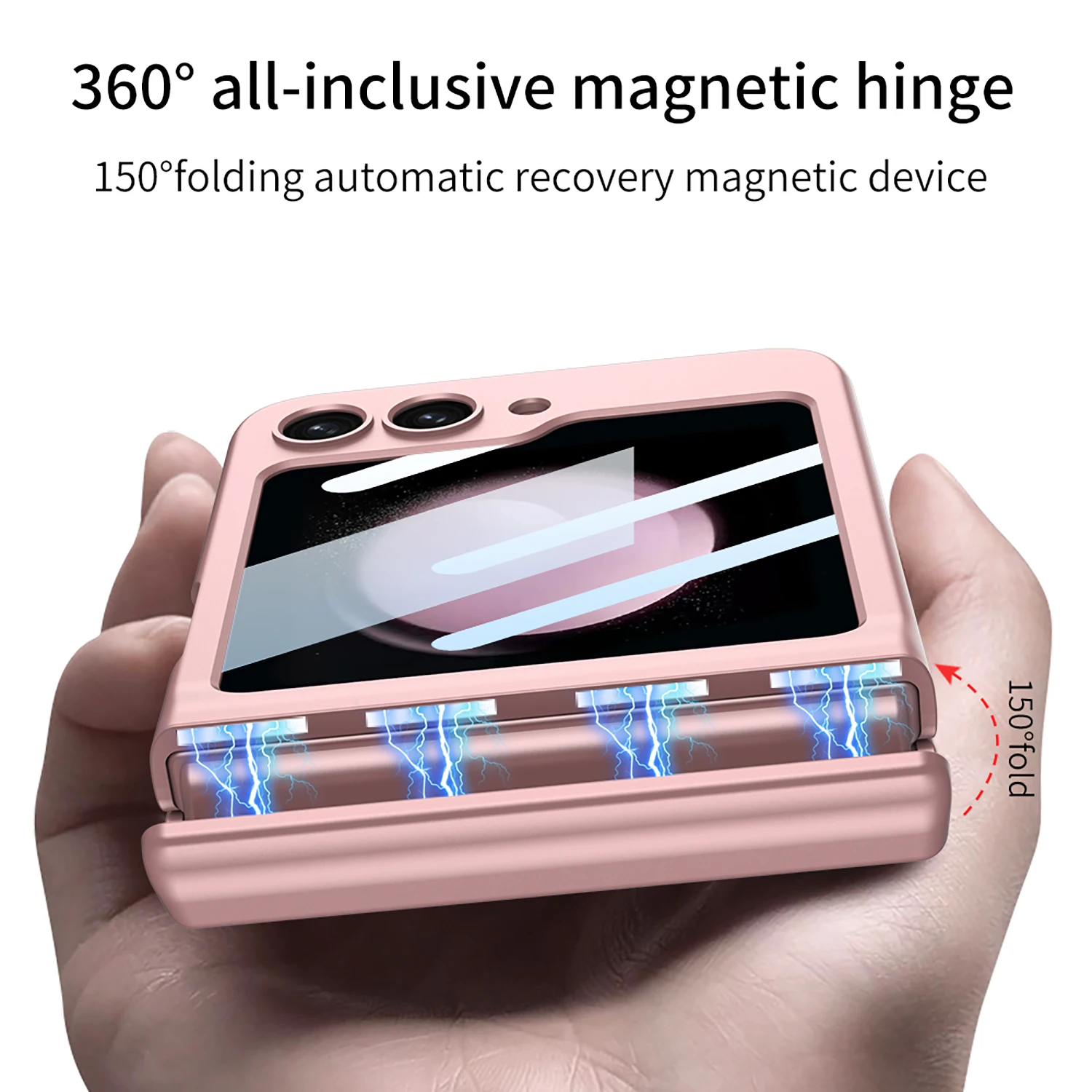 For Samsung Galaxy Z Flip 5 4 3 Case Skin Friendly Matte Magnetic Folding Hinge With Mirror Film All Inclusive Shockproof Cover