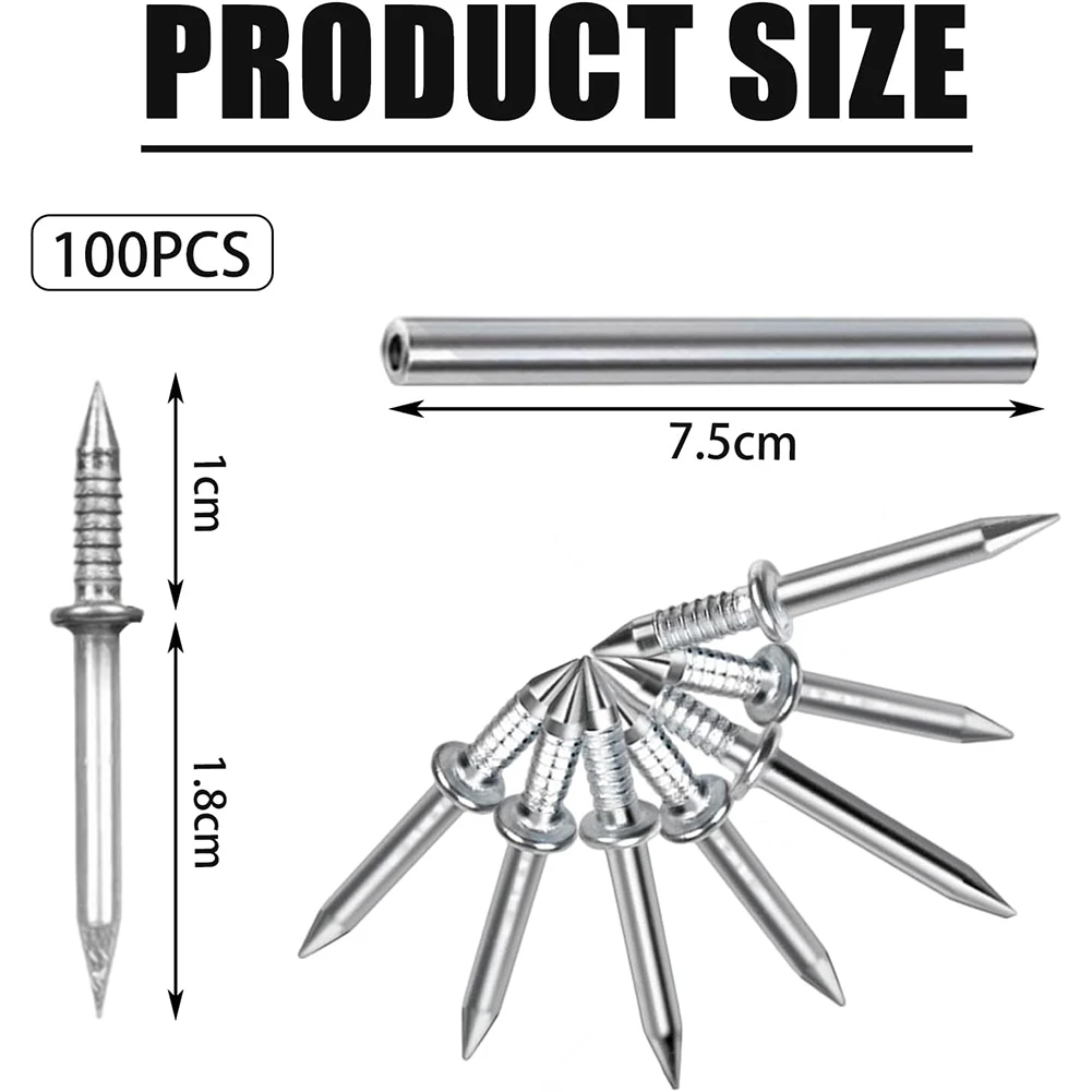 

200pcs Cement Nails No Trace Non-Marking Double-Headed Nails Set Sturdy Rustproof Steel Nails For Skirting Thread Hardware