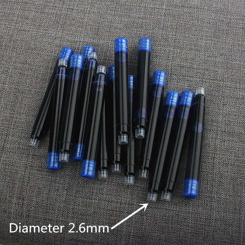 범용 잉크 카트리지 리필 만년필 교체 가능 잉크 백, 사무용품, 블루, 블랙, 2.6mm, 3.4mm 구경 잉크 백, 10 개