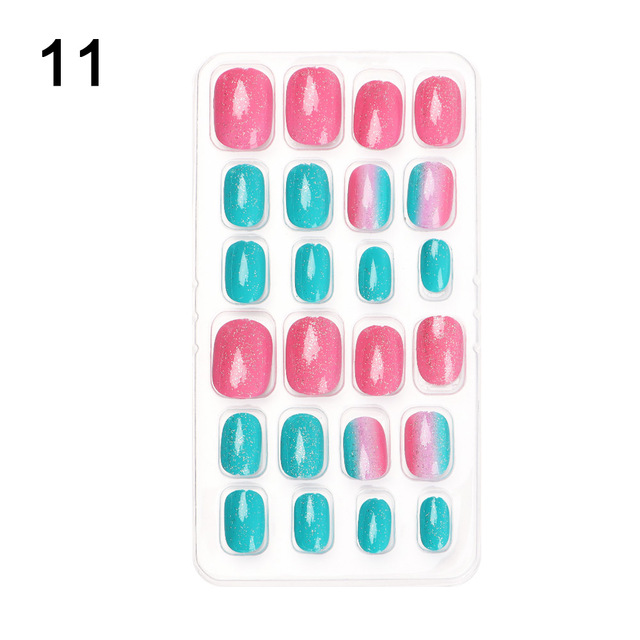 Candy False Nail Tips Children Cartoon Full Cover Kid Glue Self Fake Nail Art for Girls Manicure Tips Nail Decor