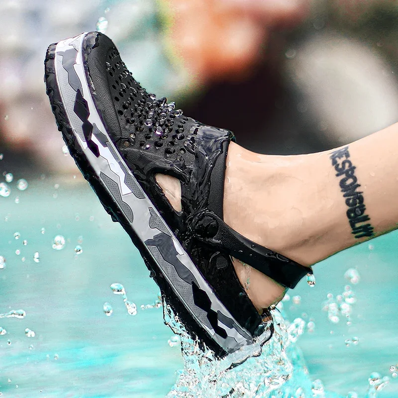 Leather Sandals Sports Slippers Men's Slipper Summer Lightweight Comfortable Sandals Men EVA Soft Sole Slides Shoes Outdoor Walking Beach Shoes Flip Flops