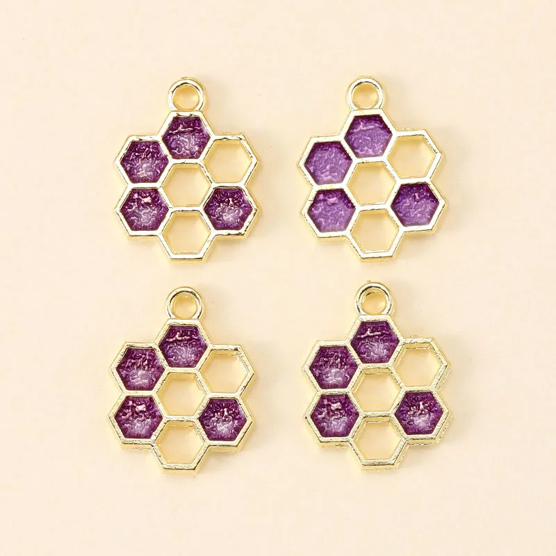 12Pcs 6 Farben Emaille Bienen Waben Legierung Charms Anhänger für Schmuck Machen Ohrringe Armband Zubehör Diy Handwerk Liefert – Detail 3