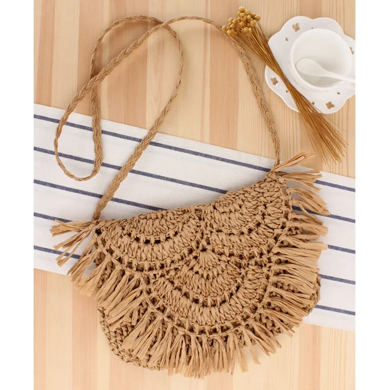 SHERCHPRY 3-Piece Straw Tote Set With Tassels - Natural Woven Rattan Bag For Beach, Travel, Summer, Crossbody Or Handbag