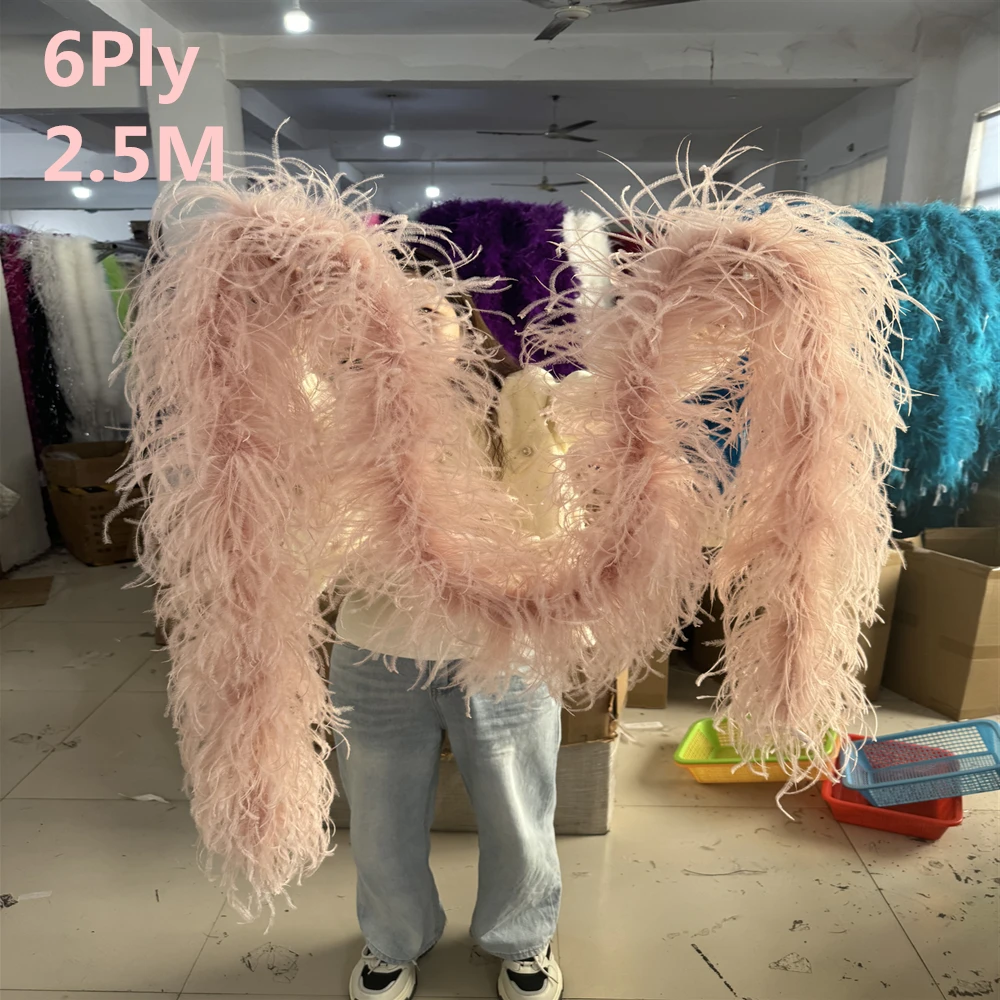 

0.5 to 4 Meters Ostrich feather boa 6ply Thick Fluffy Ostrich plumas Decoration Trims for Diy Costume Clothing Sewing Accessory