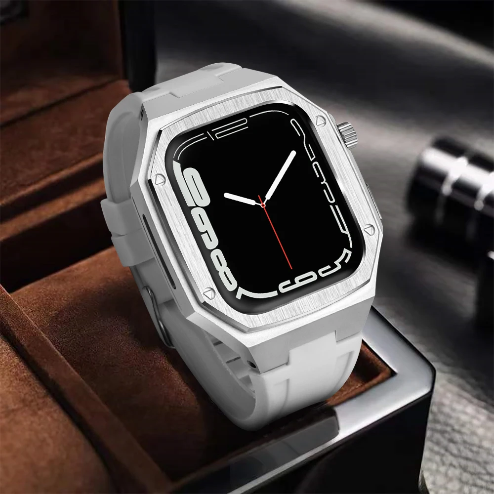 Stainless Steel strap and case for Apple Watch 45mm 44mm for iWatch Modification Metal Bezel For Apple Watch 7 6 5 4 3 2 1 41mm motorola one 5g ace phone case