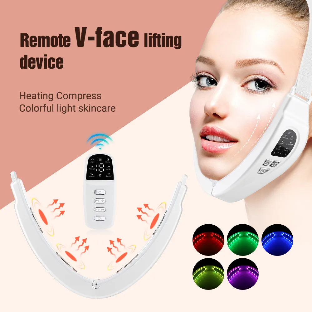 Face Lift Devices with Remote Control Face-lifting Beauty Instrument Double Chin Reduction Machine Skin Care Vibration Massager