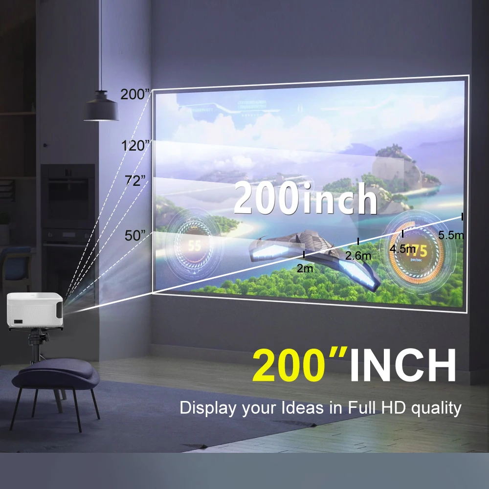 LED Projector Vivicine K6 Android 9.0 Full HD 1080P Projector,Portable Digital Focus LED WiFi Home Theater Video Proyector Beamer