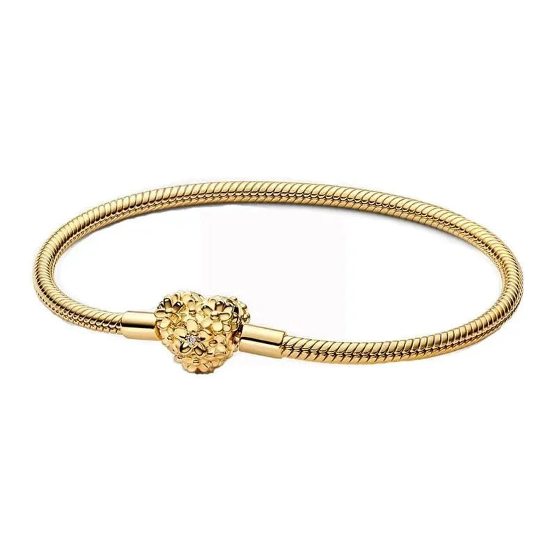 New Hot Selling S925 Silver Original Women's Creative Gold Bead Love Logo Round Bracelet Women's Festival High Quality Gift