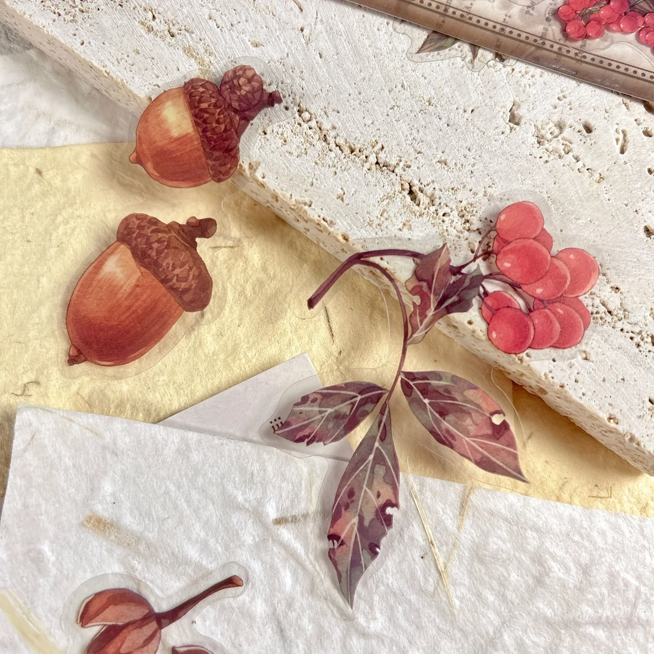 40 sheets Autumn Leaf Mushroom Theme Stickers pack Journal Diy Scrapbooking Supplies Diary Album Aesthetic Stationery Sticker