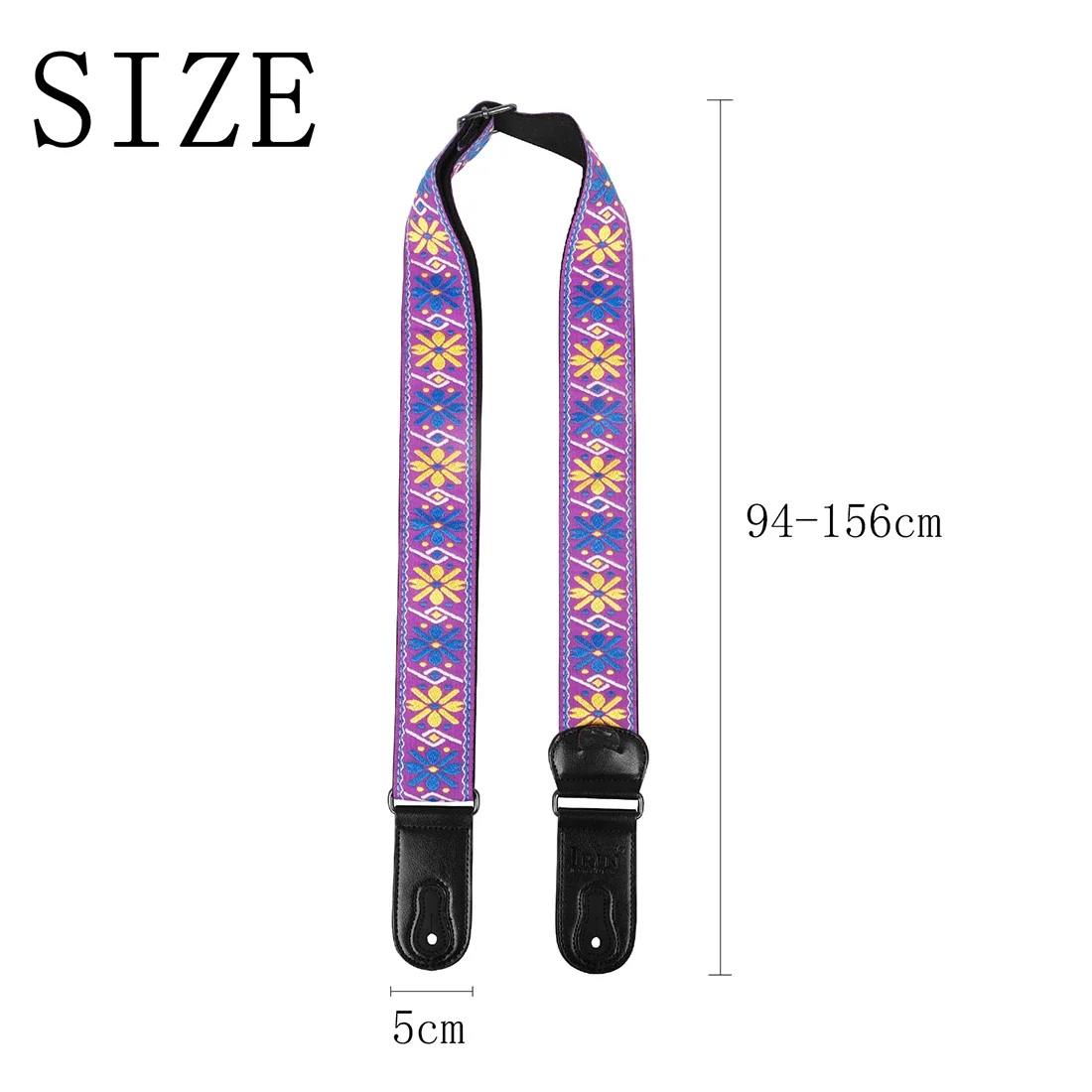Premium Leather & Cotton Guitar Strap with Picks - High-Quality Instrument Accessory