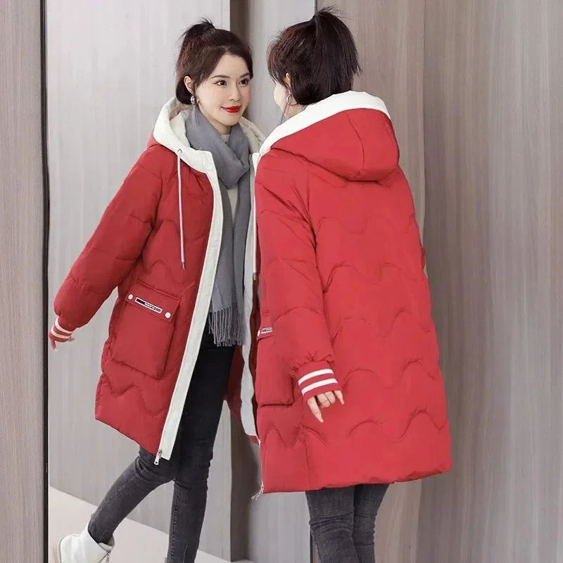 Women's Jacket Winter Parka Down Cotton Jackets Casual Long Coat Loose Thick Warm Hooded Parkas Casual Outwear - Image 5