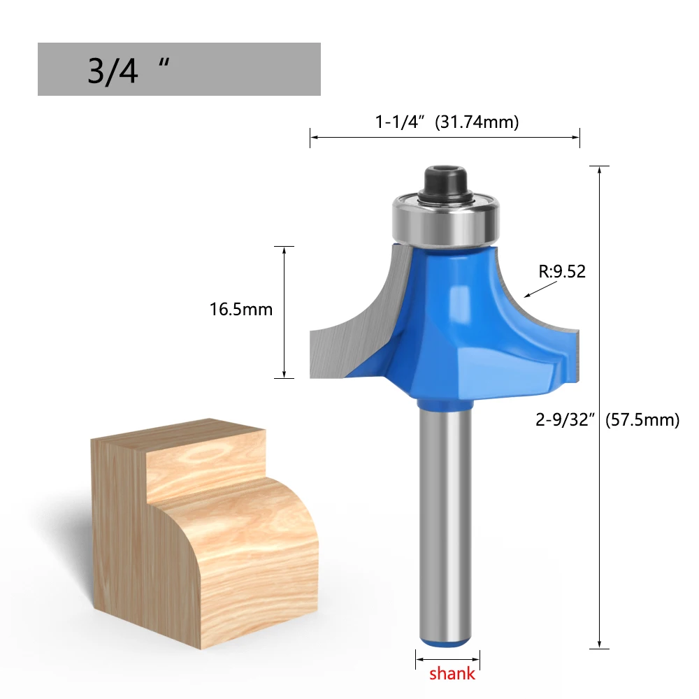 LAVIE 1 Stück 6 mm 6,35 mm Ecke rund über Fräser mit Lager für Holz Holzbearbeitungswerkzeug Fräser 01035 – Detail 9