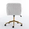 Artificial rabbit hair Home Office Chair with Golden Metal Base,Adjustable Desk Chair Swivel Office Chair,Vanity Chair(Beige) 3