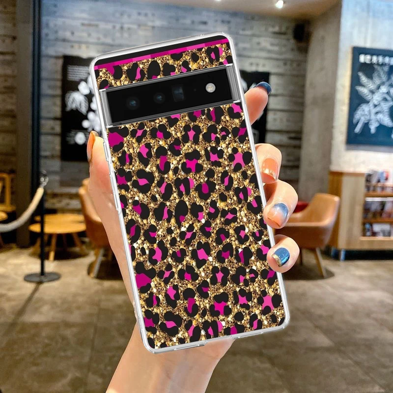 Leopard Print Shockproof Transparent Silicone Phone Case Cover